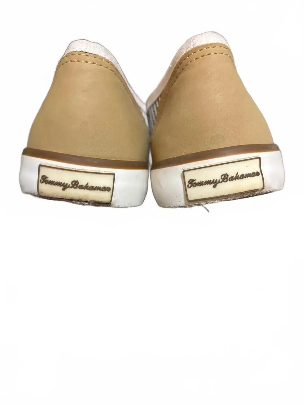 Tommy Bahama Saylor Gray White Striped Canvas Slip On Boat Shoes Womens 8